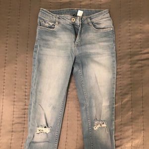 H&M ripped high waisted light wash jeans